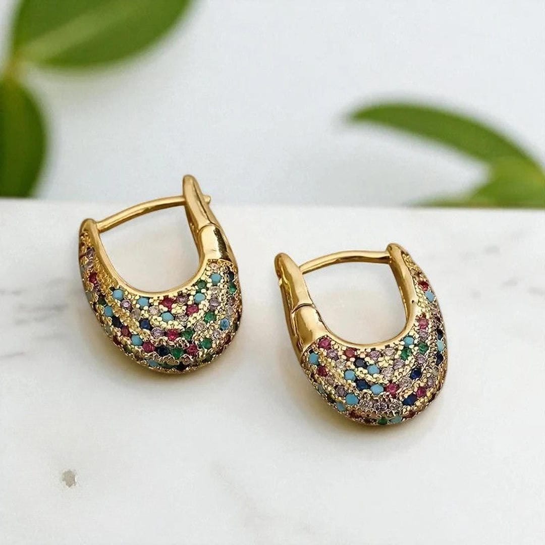 Hoop Earrings with Colourful Zirconia