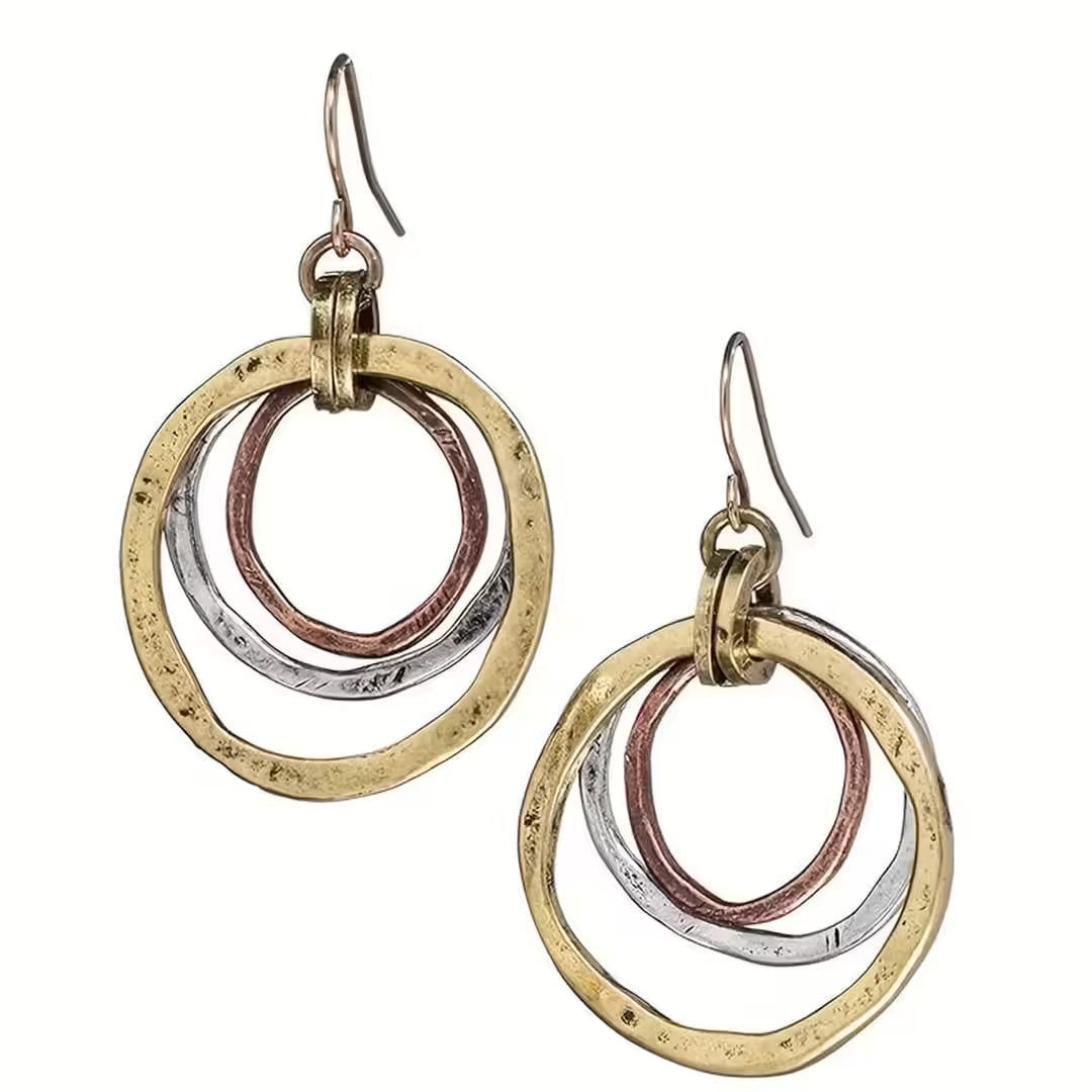 Earrings with Rings in Three Shades