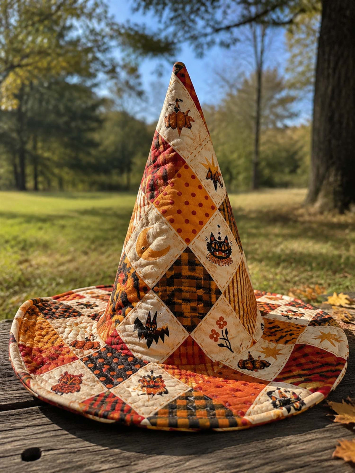 Handmade Quilted Witch Hat – Nostalgic Halloween Patchwork