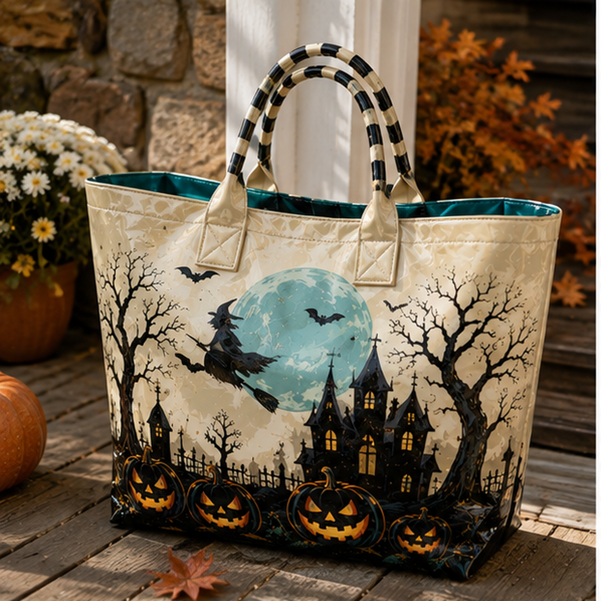 PVC Tote Bag – Flying Witch, Moon and Haunted House