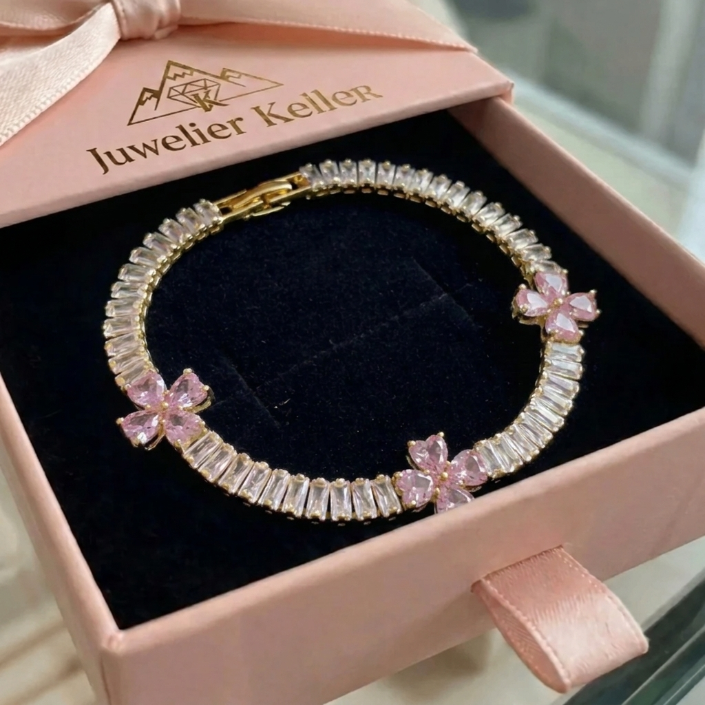 Heart Bracelet with Amethyst and Clover | Gold