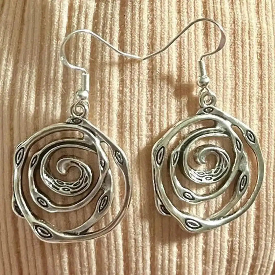 Vintage Spiral Earrings with Engraving