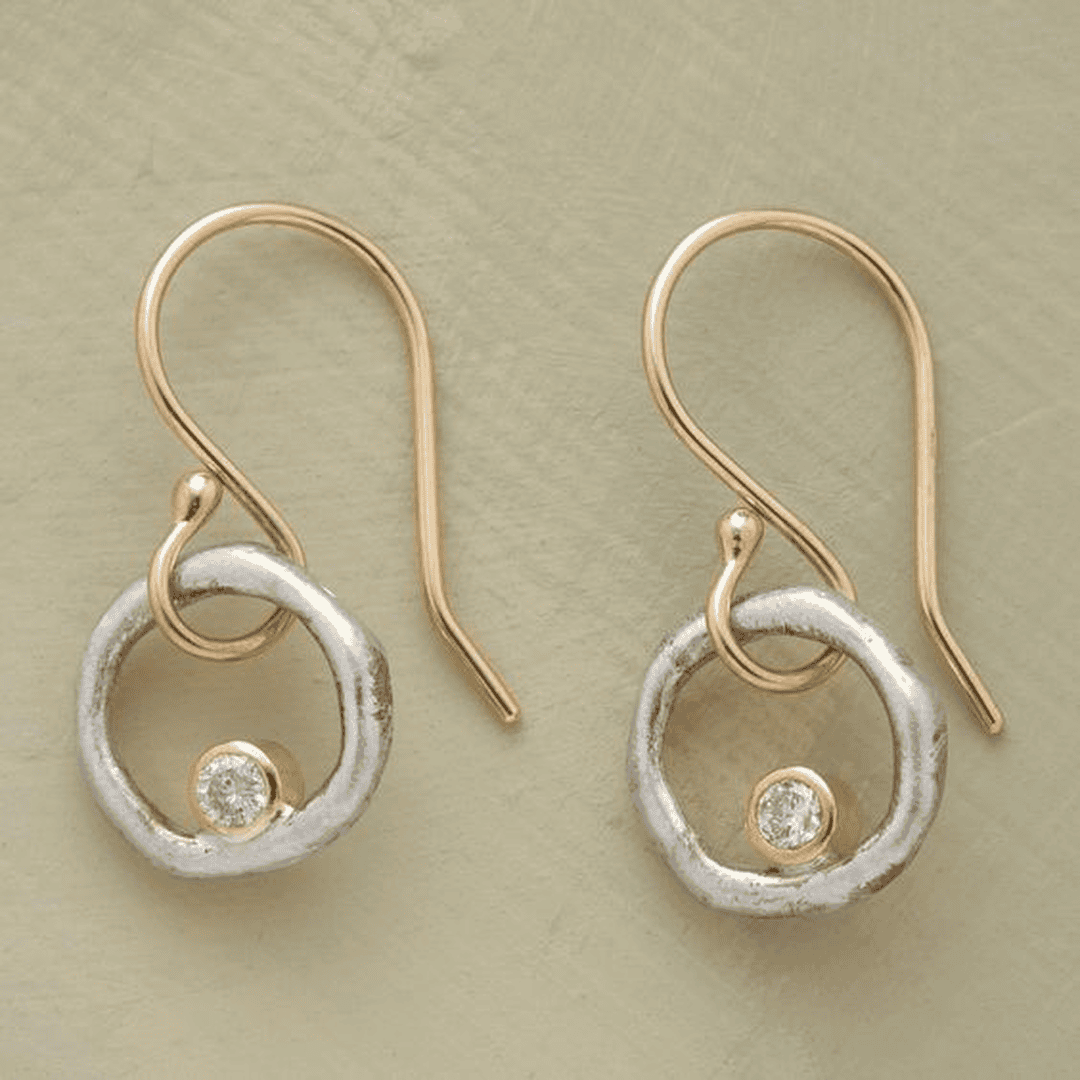 Drop Earrings with Ring and Small Zirconia