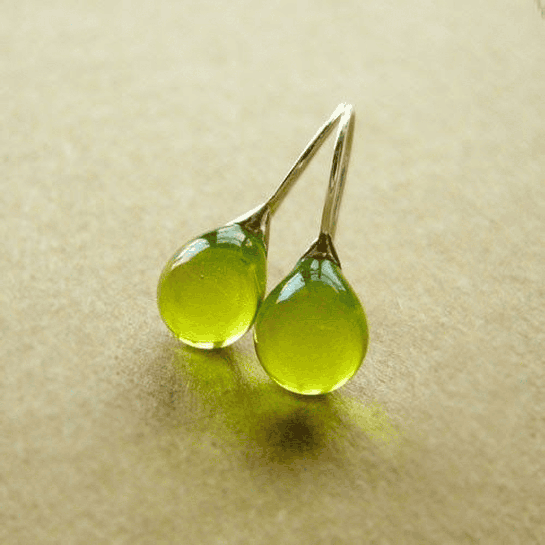 Drop Earrings in Olive Green