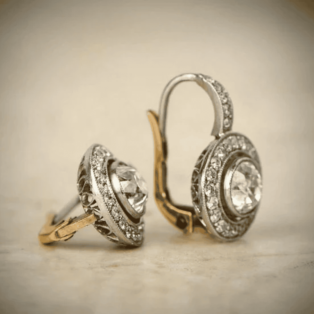 Vintage Earrings with Zirconia in Gold and Silver