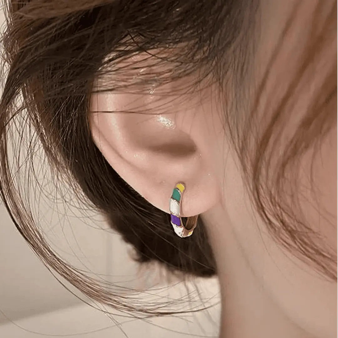 Colourful Mini Hoop Earrings with Enamel