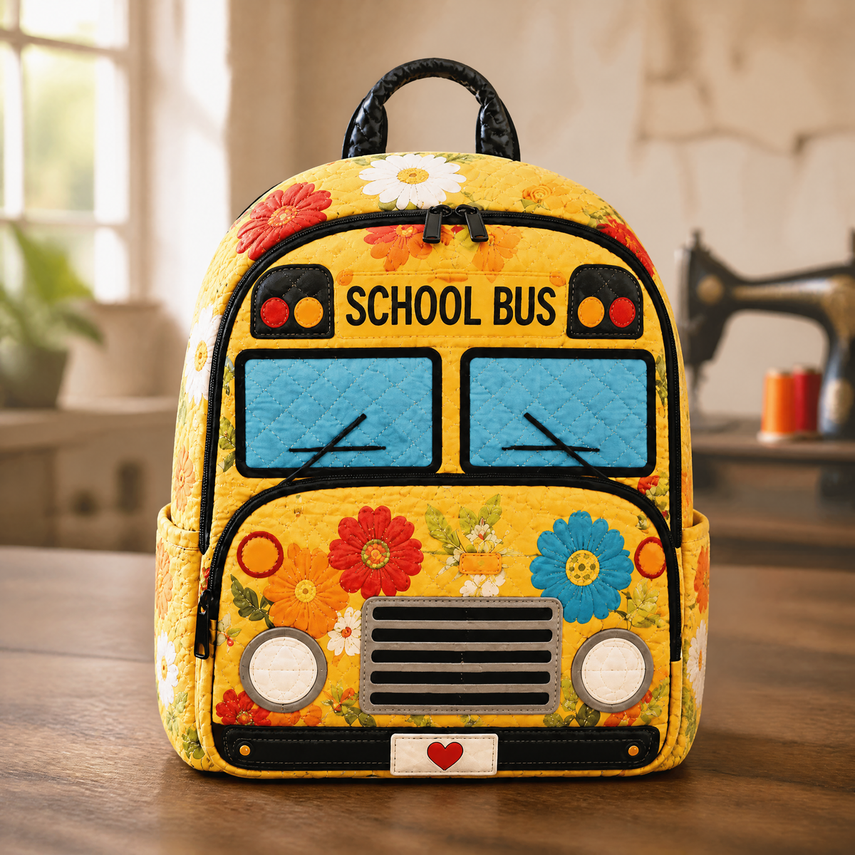 Quilted Backpack with Floral Print
