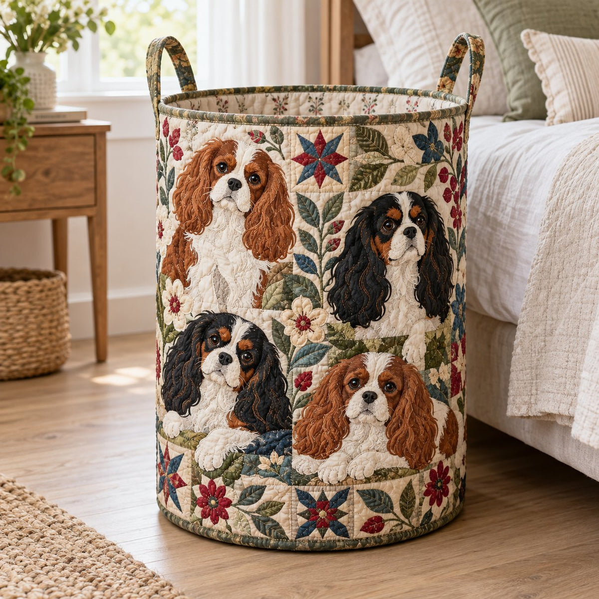 Tikattu pyykkikori – Cavalier kingcharlesinspanieli