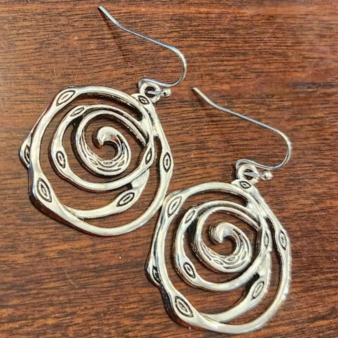 Vintage Spiral Earrings with Engraving