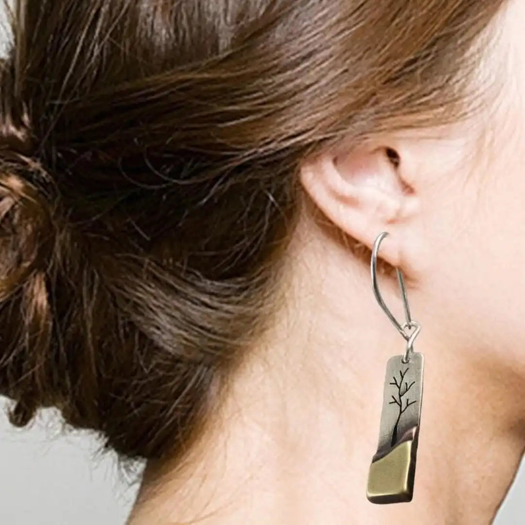 Drop Earrings with Tree Motif