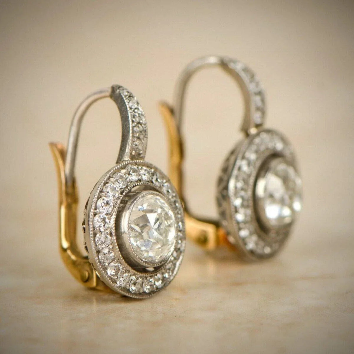 Vintage Earrings with Zirconia in Gold and Silver