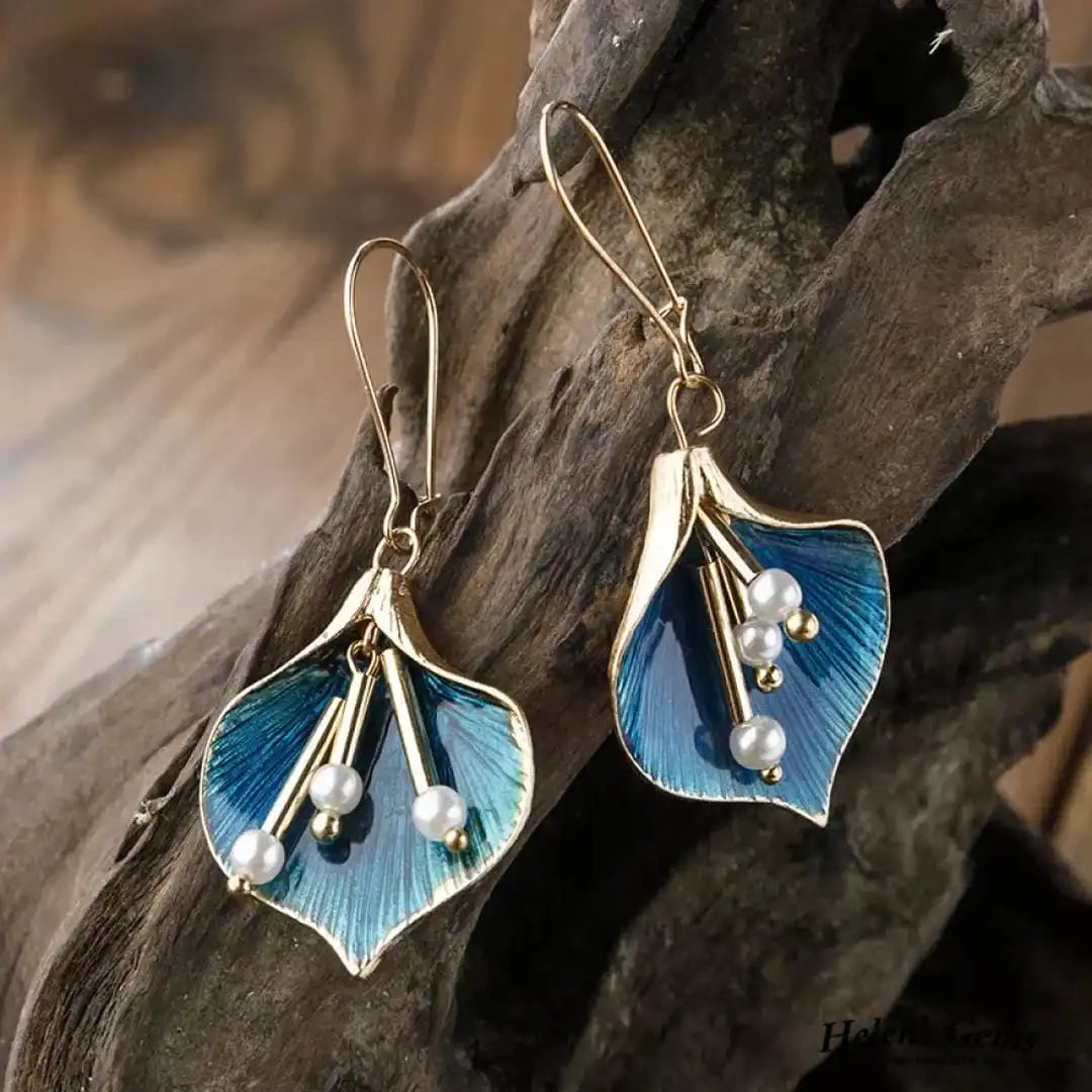 Calla Drop Earrings in Teal